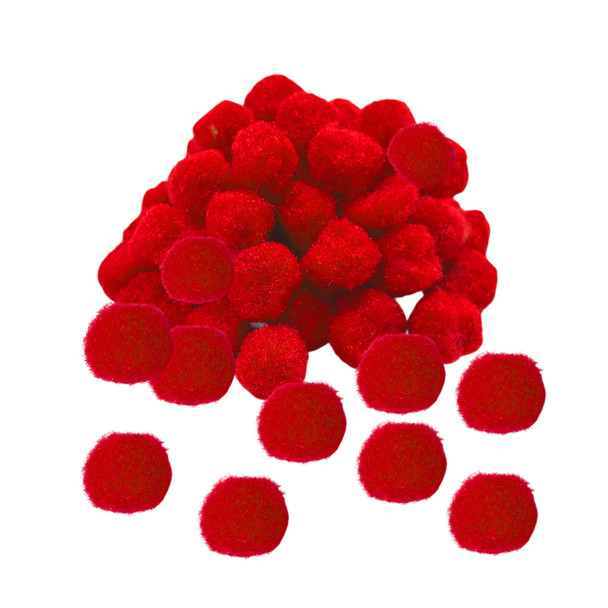 Pack of 50 Red Pom Poms 1.5cm – Soft Fluffy Craft Balls