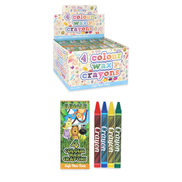 4 Colour Jungle Animal Wax Crayons