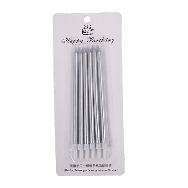 Pack of 6 Silver Smokeless Birthday Cake Candles
