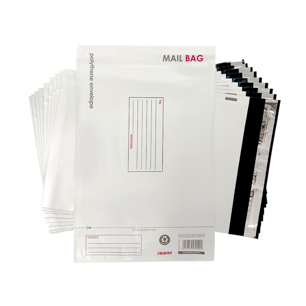 Pack of 10 Medium Polythene Mailing Bags 24x32cm – Secure Peel & Seal Envelopes
