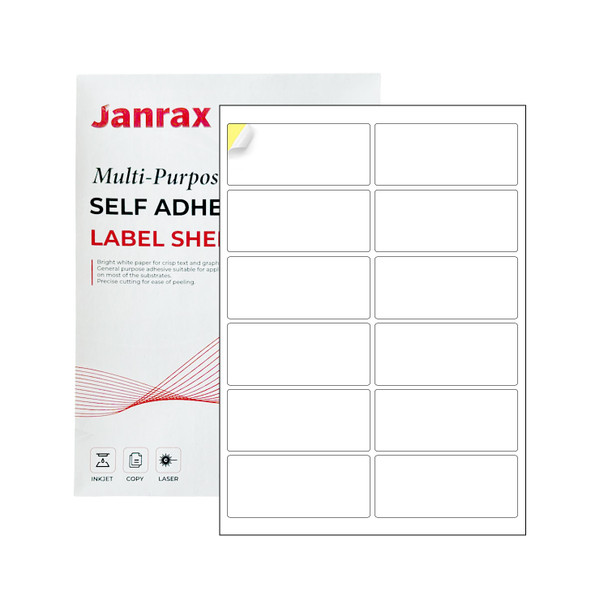 Pack of 1200 White 99x45mm Self Adhesive Labels (12 Labels per A4 Sheet)
