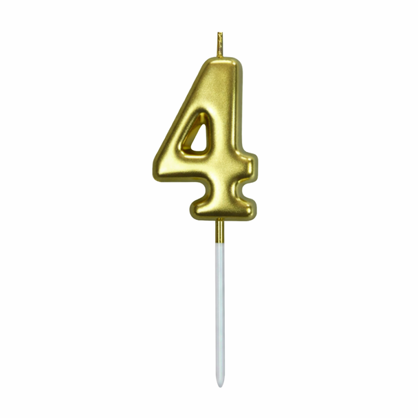 4 Number Gold-Plated Candle For Birthday Party