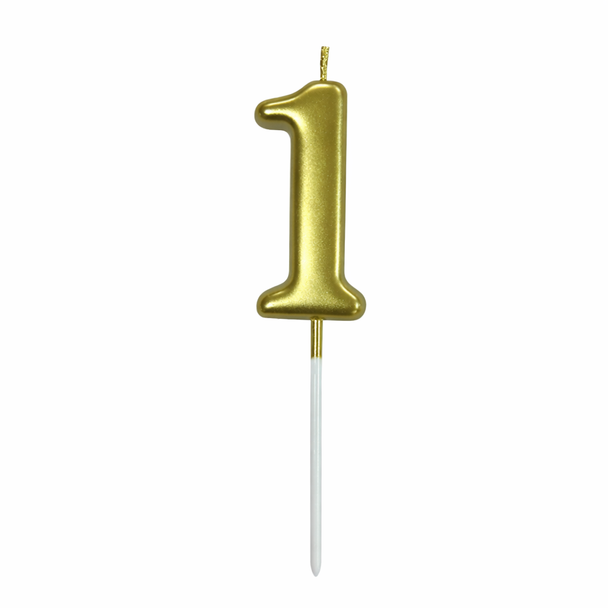 1 Number Gold-Plated Candle For Birthday Party