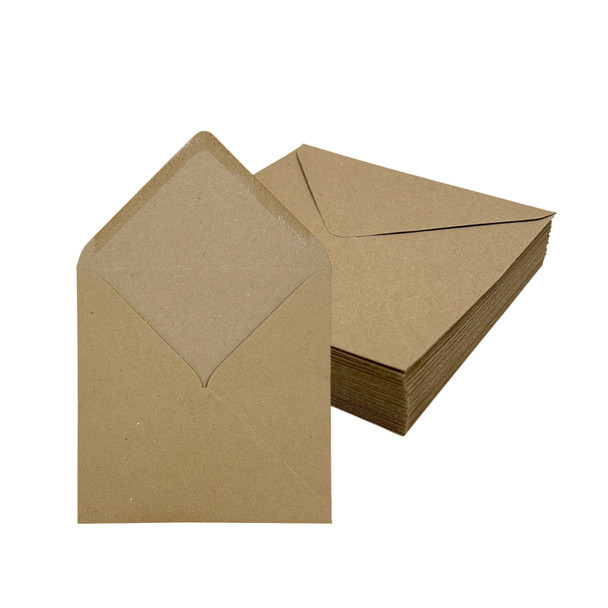 Pack of 50 Eco Kraft Recycled 110gsm 155x155mm Gummed Envelopes