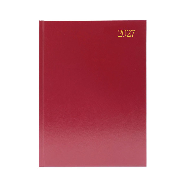 2027 A4 Week To View Burgundy Desk Diary KFA43BG27