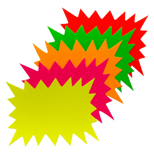 Pack of 400 Assorted Coloured Neon Fluorescent Flashes 150 x 100mm