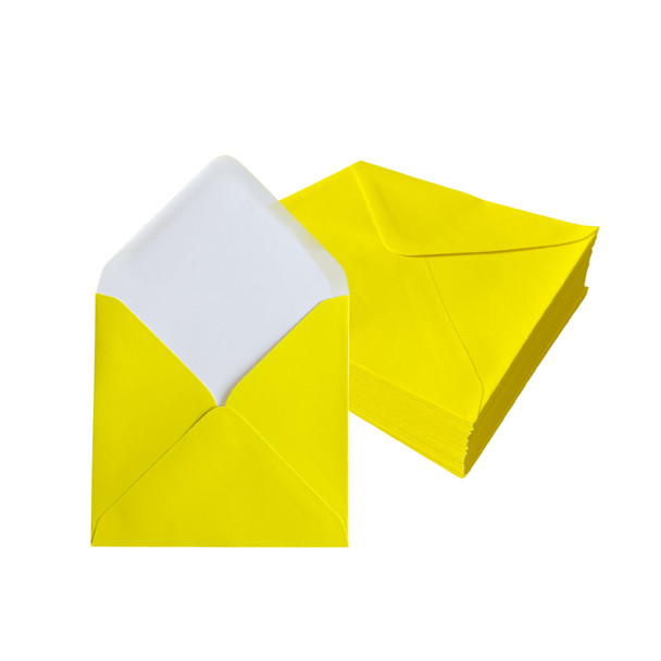 Pack of 50 Vivid Mellow Yellow 130x130mm Gummed Envelopes