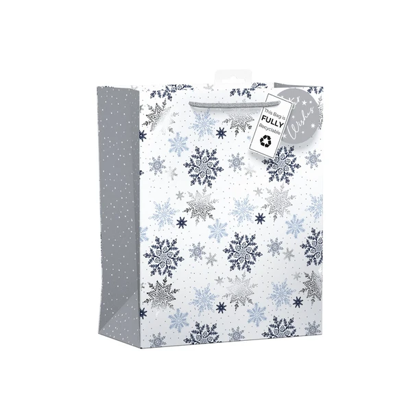 Pack of 12 Falling Snowflake Large Christmas Gift Bags