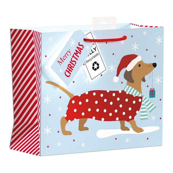 Pack of 12 Dachshund Design Medium Christmas Gift Bags