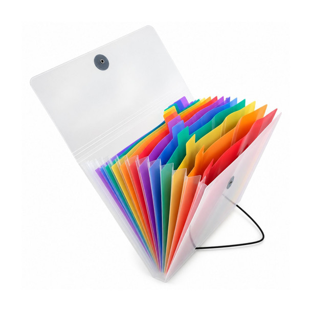 A5 13 Part Rainbow Coloured Tabs Expanding File With Elastic Closure