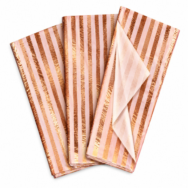 Pack of 5 Abstract Stripes Design 50 x 70 cm Luxury Gold Foil Tissue Sheets - Wedding, Christmas, Celebration