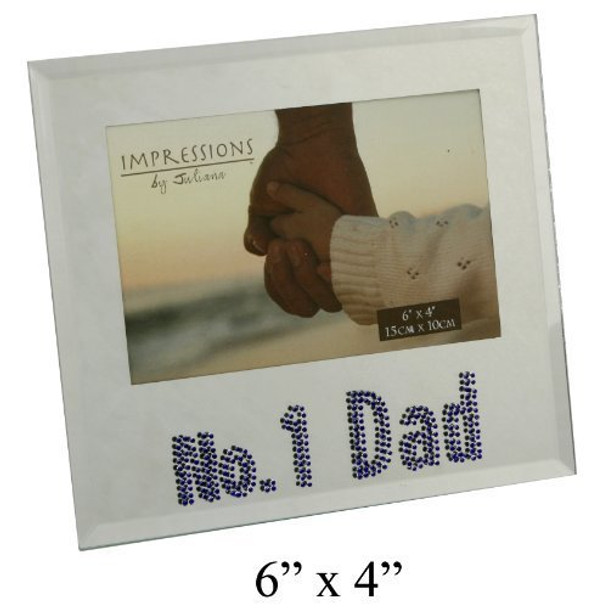 Impressions Glass Photo Frame with Crystals "No 1 Dad"