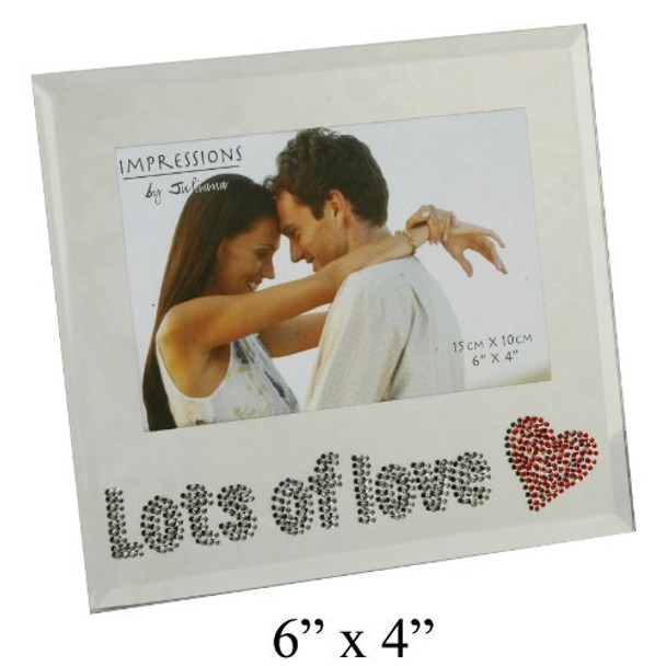 Impressions Glass Photo Frame with Crystals "Lots of Love"