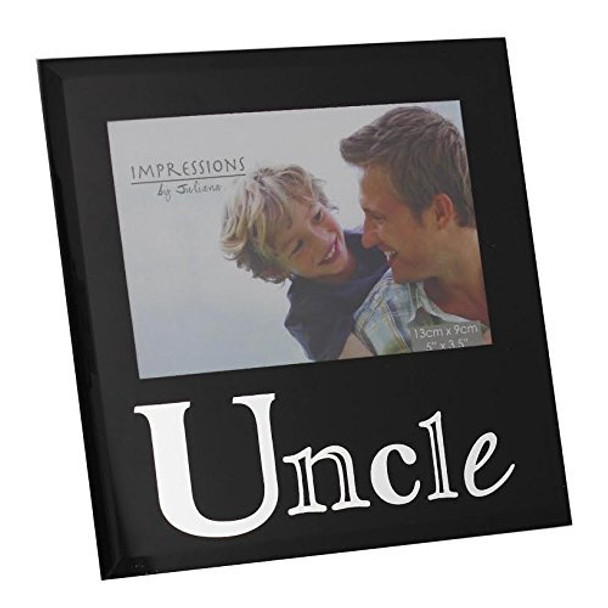 Impressions Glass Photo Frame with Mirror Text - Uncle