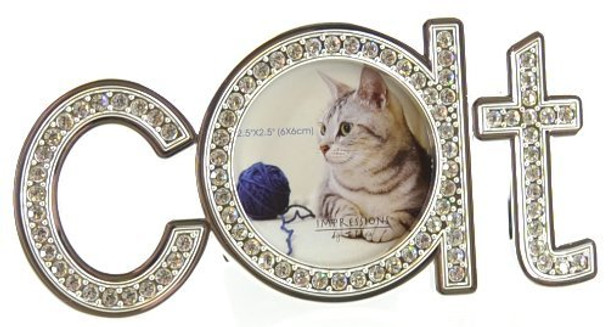 Juliana Silverplated `Cat` Shape Photo Frame with Crystals