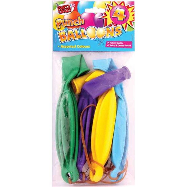 Pack of 4 Assorted Colour Punch Balloons