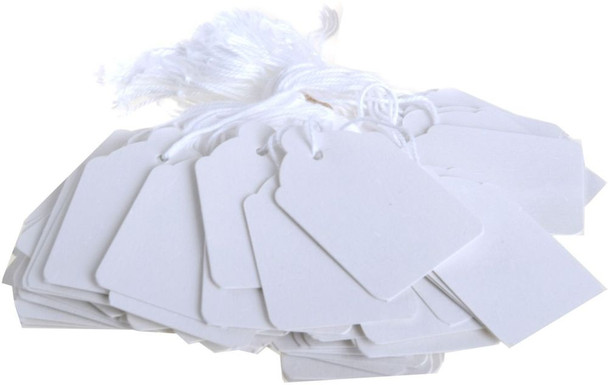 Box of 1000 8x19mm White Strung Ticket Tag Labels