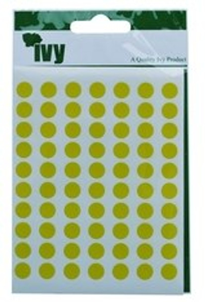 Pack of 490 8mm Yellow Round Sticky Dots