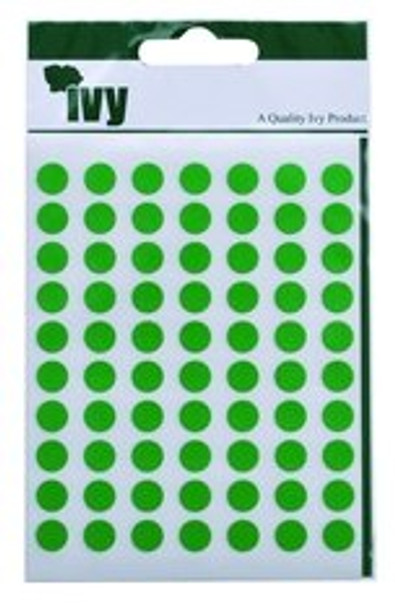 Pack of 490 8mm Green Round Sticky Dots