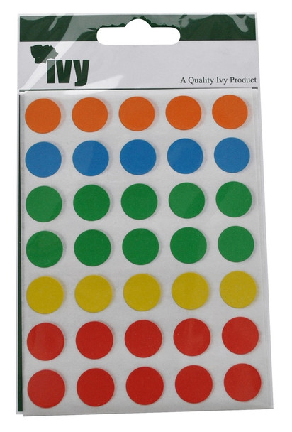 Pack of 140 Assorted Fluorescent 13mm Round Sticky Dots