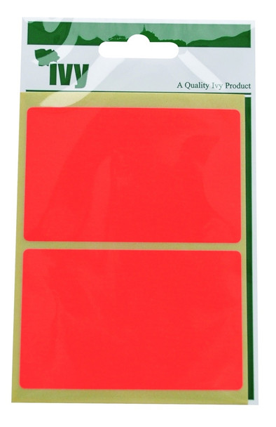 Pack of 8 Red Fluorescent 50x80mm Rectangular Labels