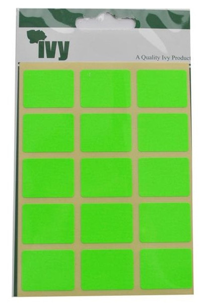 Pack of 60 Green Fluorescent 19x25mm Rectangular Labels