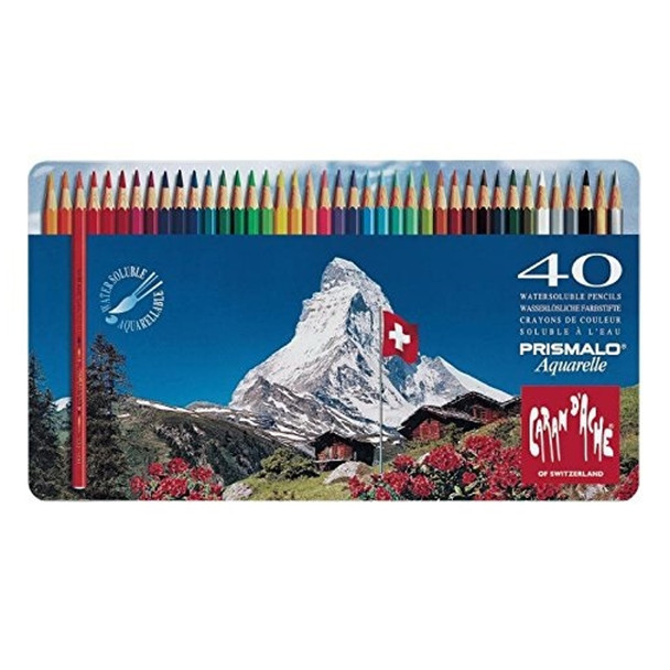 Caran d'Ache 40 Prismalo Aquarelle Colouring Pencils in Metal Tin