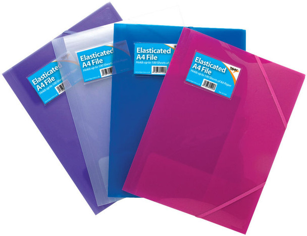 A4 3 Flap Clear Elasticated File