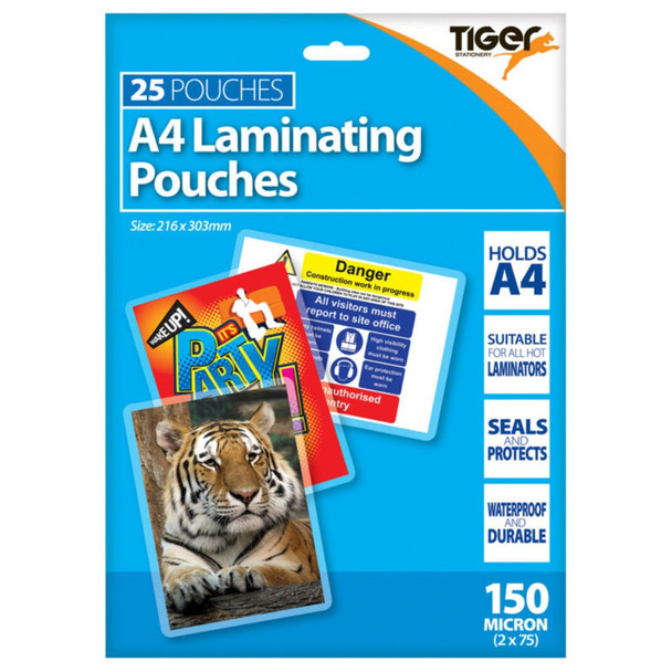 Pack of 25 A4 150micron Laminating Pouches