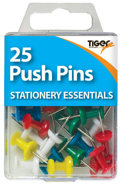 Pack of 25 Coloured Push Pins