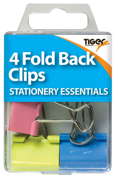 Pack of 4 Coloured Fold Back Clips