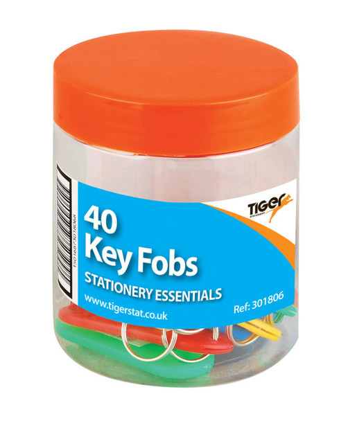 Tub of 40 Coloured Key Fobs