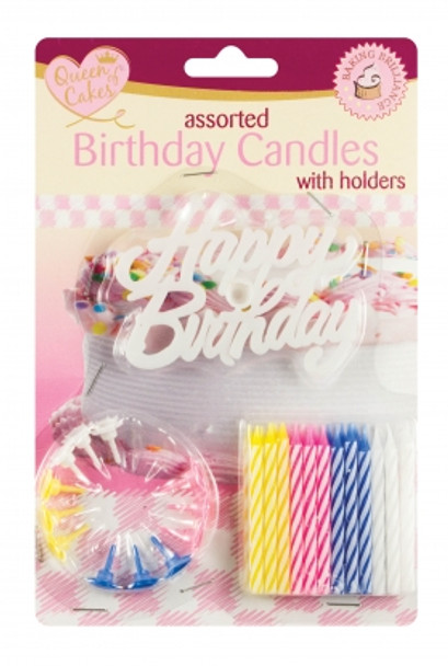 Assorted Birthday Candles with Holders