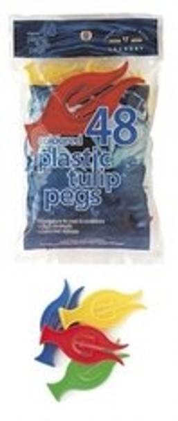 Coloured Plastic Tulip Pegs (48 Pack)