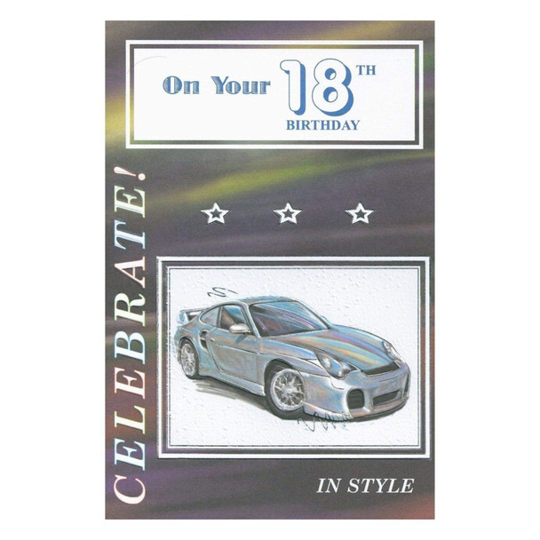 On Your 18th Car Design Celebrate Birthday Card