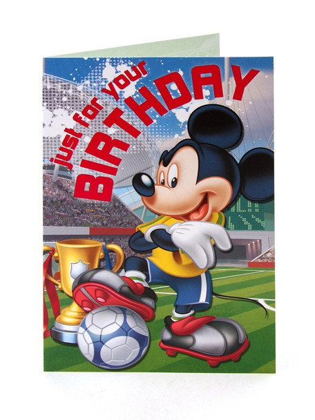 Disney mickey mouse just for your birthday football birthday card