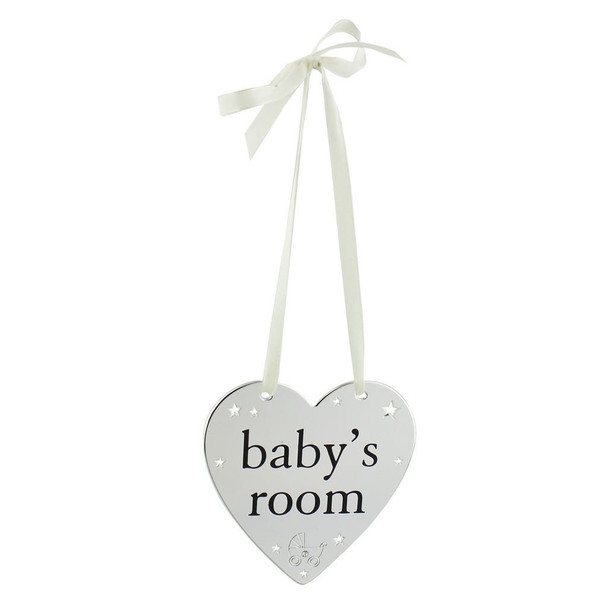 Bambino Silver Plated Heart Hanging Plaque " Baby`s Room "