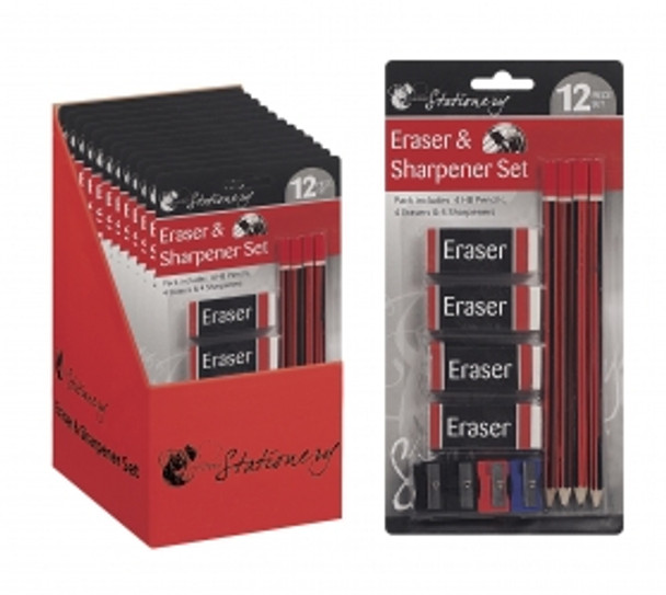 Eraser, Pencil & Sharpener Set