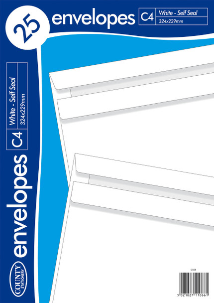 Pack of 25 C4 White Self Seal Envelopes