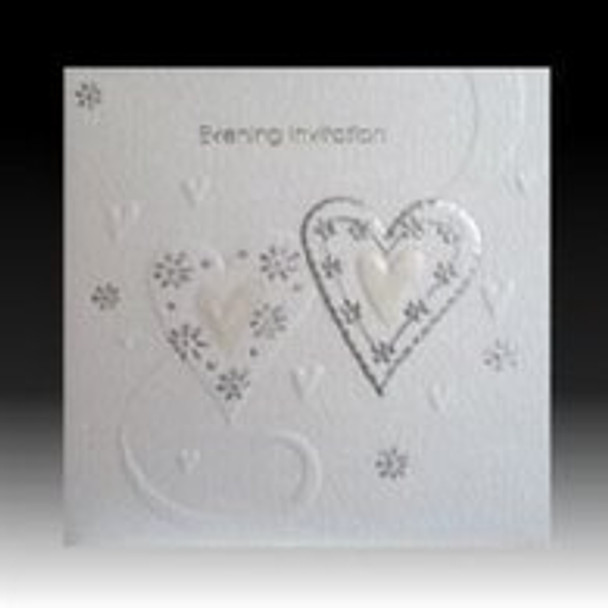 Pack of 5 Luxury White Ribbon Wedding Evening Invitation Cards