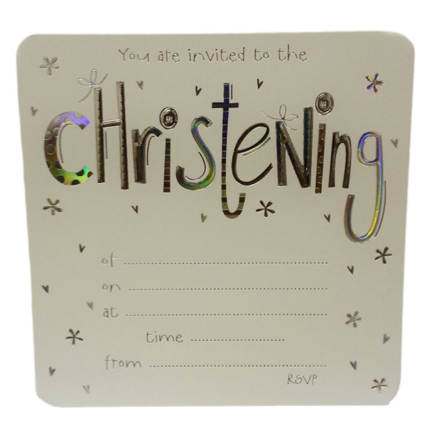 Pack of 10 Christening Invitation Card Sheets with Envelopes