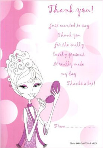 Pack of 20 Pink Girls Thank You Sheets with Envelopes