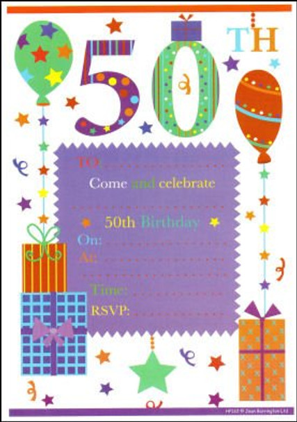 Pack of 20 50th Birthday Party Invitations Sheets with Envelopes
