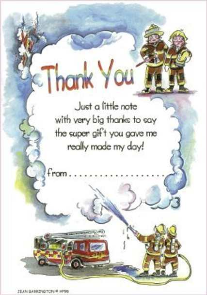 Pack of 20 Firemen Thank You Sheets and Envelopes