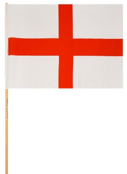 St George Nylon Hand Flag with 62cm Wood Stick