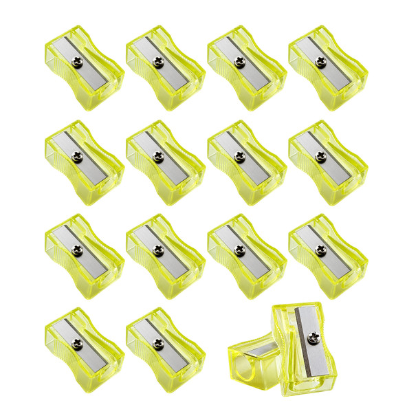 Pack of 100 Yellow Translucent Pencil Sharpeners.