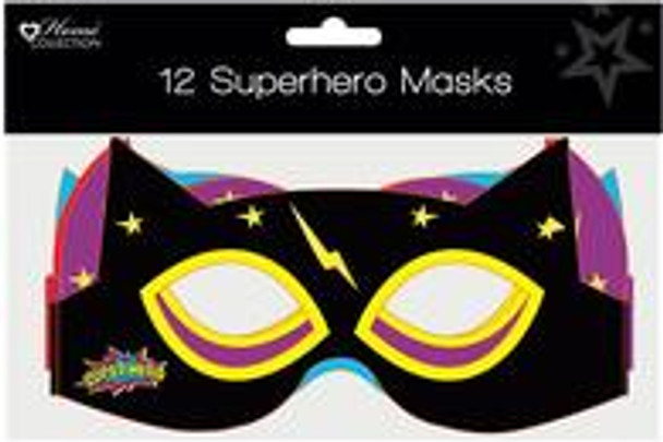Pack of 12 Card Superhero Masks