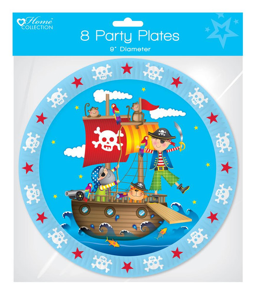 Pack of 8 Pirates Party Paper Plates - 9" Diameter