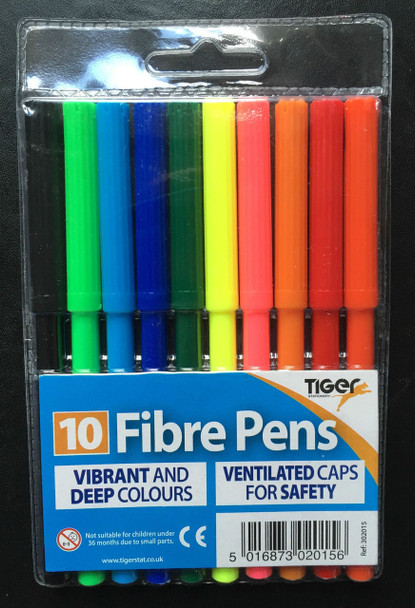 Wallet of 10 fibre tip pens