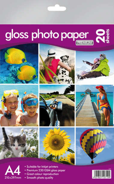 20 A4 Gloss Photo Paper 230gsm